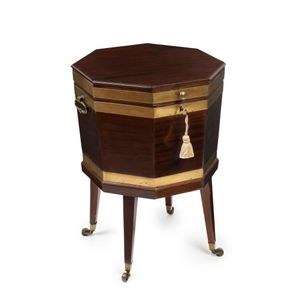 A Georgian brass bound mahogany cellarette of octagonal form&hellip;