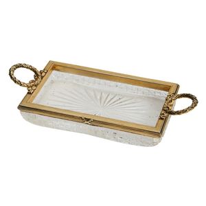 Faberge: a silver gilt and crystal rectangular dish, maker's…