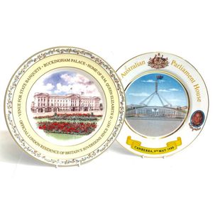 Two Queen Elizabeth II, commemorative plates, Buckingham Palace,…