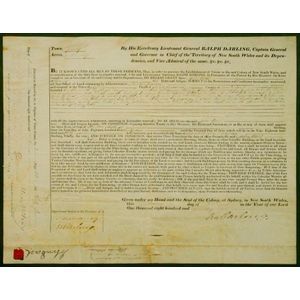 Land Grant signed by Governor Darling 1831. Awarding John Earl…