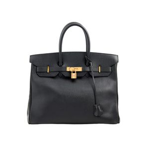 Hermes Birkin 35 Handbag Purse Black Box Calf Leather France 50#f
