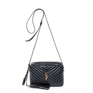 Saint Laurent Women's Kate Small Chain Bag with Tassel in Chevron Patent Leather - Nero
