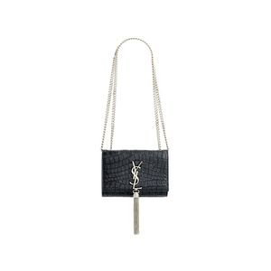 Saint Laurent Kate Chain Bag Small Grain De Poudre Embossed Black in  Calfskin Leather with Silver-tone - US