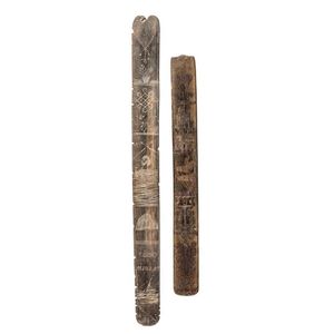 Two carved and engraved baleen tusks, second half 19th century,…
