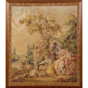 20th Century French wall gobelin tapestry, hunting scene at