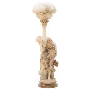 A large antique Italian marble sculptural lamp, the sculpture…