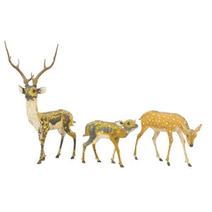 A group of three Life-Size painted bronze figures of spotted…