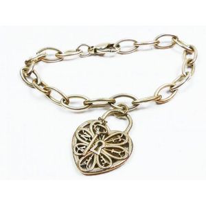 Tiffany & Co.18k Yellow Gold Puff Heart Lock & Key Pendant Necklace