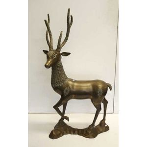 Bronze figure of a stag 91 cm high, one antler a/f