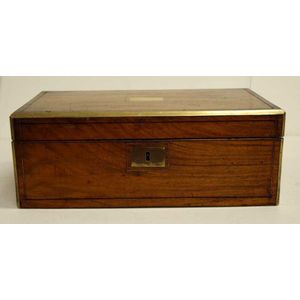 Victorian brass bound walnut writing box with concealed drawers…