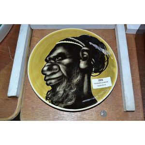 Martin Boyd plate painted with a profile of an Aboriginal, 18.5…