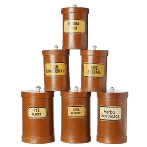 A set of six antique French Herbal Medicine canisters. The…