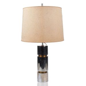 Brutalist Table Lamp, c. 1970, chromed steel and brass, of…