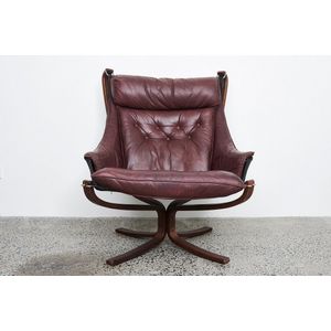 Sigurd Ressell 'Falcon' high back easy chair with matching ottoman, 1970's