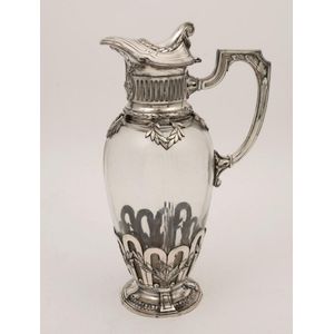 W.M.F. German silver plated claret jug, circa 1900, 27 cm high