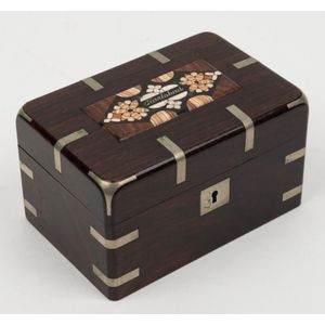 Karlsbad antique Bohemian trinket box with inlaid stone panel…