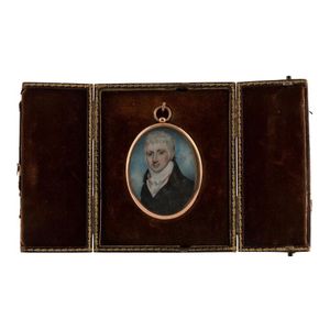 A Georgian hand-painted miniature portrait of a gent painted on…