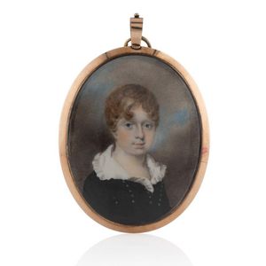 A Georgian hand-painted miniature portrait of a boy painted on…