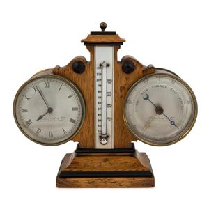 An antique English weather station desk compendium featuring…
