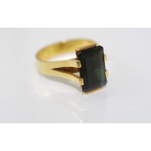 Aina Deep Green and Gold Square Ring – Curio Cottage