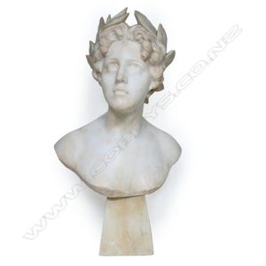 A 19th century alabaster bust, 'Girl with laurel Wreath', after…