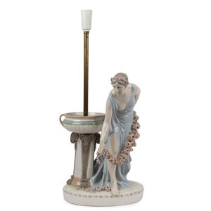 Amphora stunning antique Austrian porcelain figural lamp base,…
