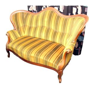 Germanic Arched Back Settee with Scrolled Arms on Cabriole Legs