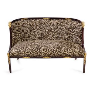 An Empire style settee, upholstered in leopard print fabric,&hellip;