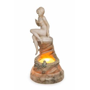 An antique Italian carved marble figural lamp with frog and…