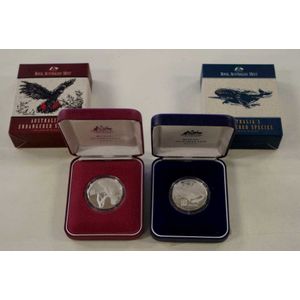 Two Australian Endangered Species silver $10 coins RAM, 1996…