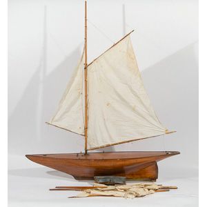 Large Victorian wooden pond yacht