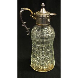Vintage silver plate & crystal claret jug silver plate handle…