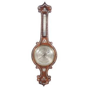 Barometer & thermometer late 19th century rosewood, with mother…