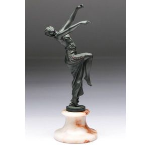 After Joe Descomps Art Deco style dancer figure on stone base,…