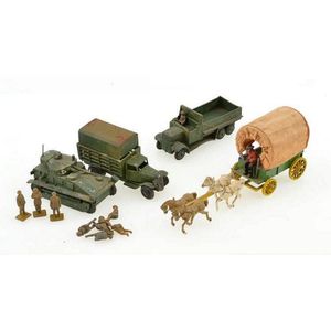 Three unboxed Dinky military models, including, Personnel…