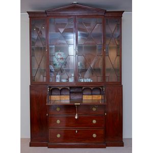 A William IV mahogany breakfront secretaire bookcase, with&hellip;