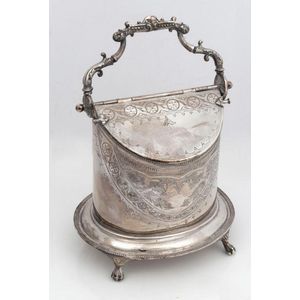 Antique Engraved & buy Embossed, Silverplate, Biscuit Barrel/Container/Tin with Lid and Handle