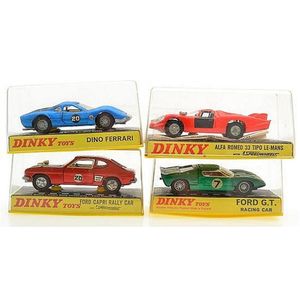 Dinky models, including 210 Alfa Romeo 33 Tipo Le-Mans; 213…