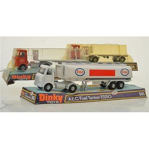 Three Dinky models, including two 915 A.E.C, with flat trailer…
