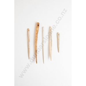 Five bone Awl (needles), with sharp points and eyelets