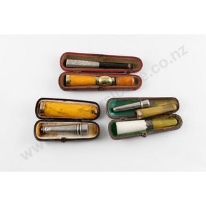 Seven Meerschaum and Amber Cigar Holders with Gold Mounts - Smoking ...