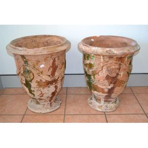 Pair of antique French Anduze garden pots, approx 55 cm high,…