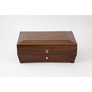 Regency mahogany sewing box the top with greek key cross…