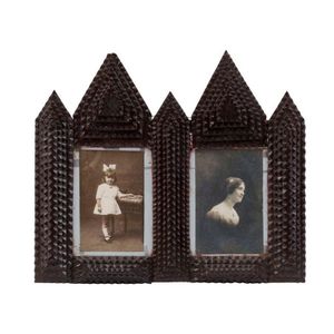 A tramp art diptych picture frame, Australian cedar, late 19th…