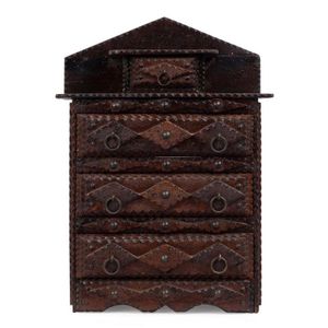A tramp art miniature dresser, carved cedar, 19th century 35 cm…