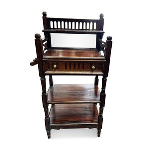 20th century mahogany three tier music stand, with mirror back…