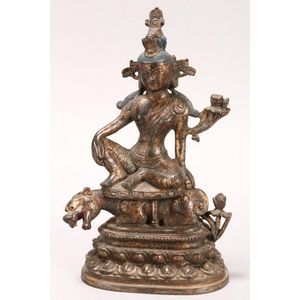 Sino-Tibetan gilt bronze Tara, depicted seated on a mythical&hellip;
