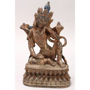 Heavy Sino-Tibetan gilt bronze Tara, depicted seated with one&hellip;