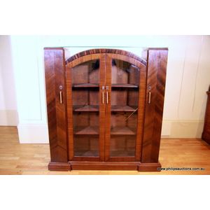 An Art Deco mahogany bookcase display cabinet, circa 1920s-30s,&hellip;