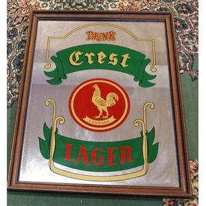 Drink Crest lager advertising mirror 65 cm x 50.5 cm approx